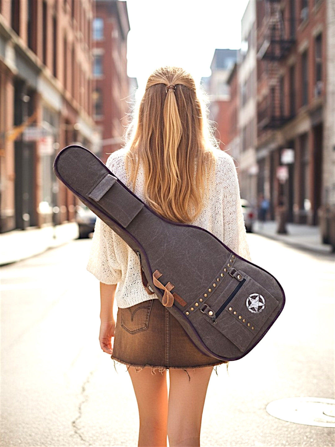 Cotton Canvas Fabric Acoustic Guitar Bag Cover for Men and Women | Modern Guitar Case | 100% Cotton Inner Lining | Adjustable Straps | Padded Protection | Zip Pocket |