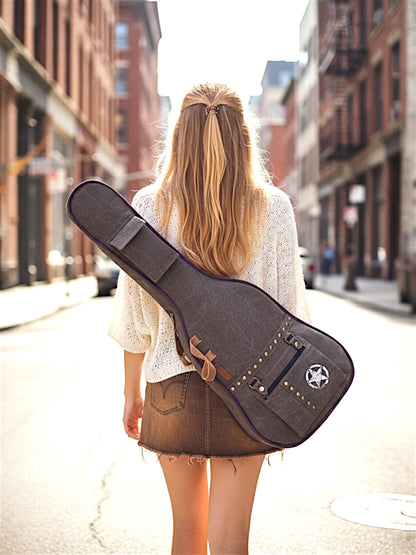 Cotton Canvas Fabric Acoustic Guitar Bag Cover for Men and Women | Modern Guitar Case | 100% Cotton Inner Lining | Adjustable Straps | Padded Protection | Zip Pocket |