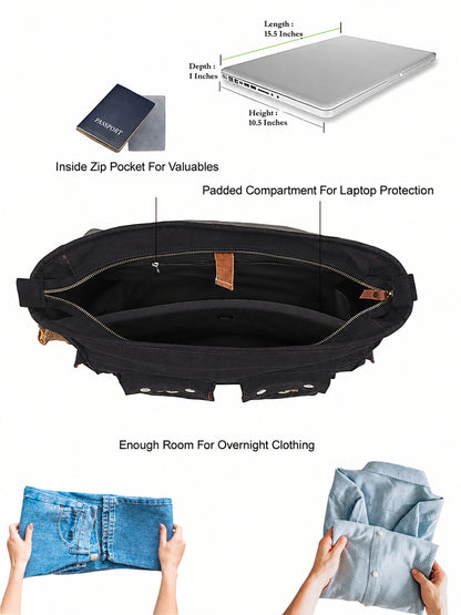 Canvas Messenger bags Large | Cotton Sling One Side Shoulder Bags for Men & Women with Adjustable Crossbody strap, Padded Partition & 4 External Pockets