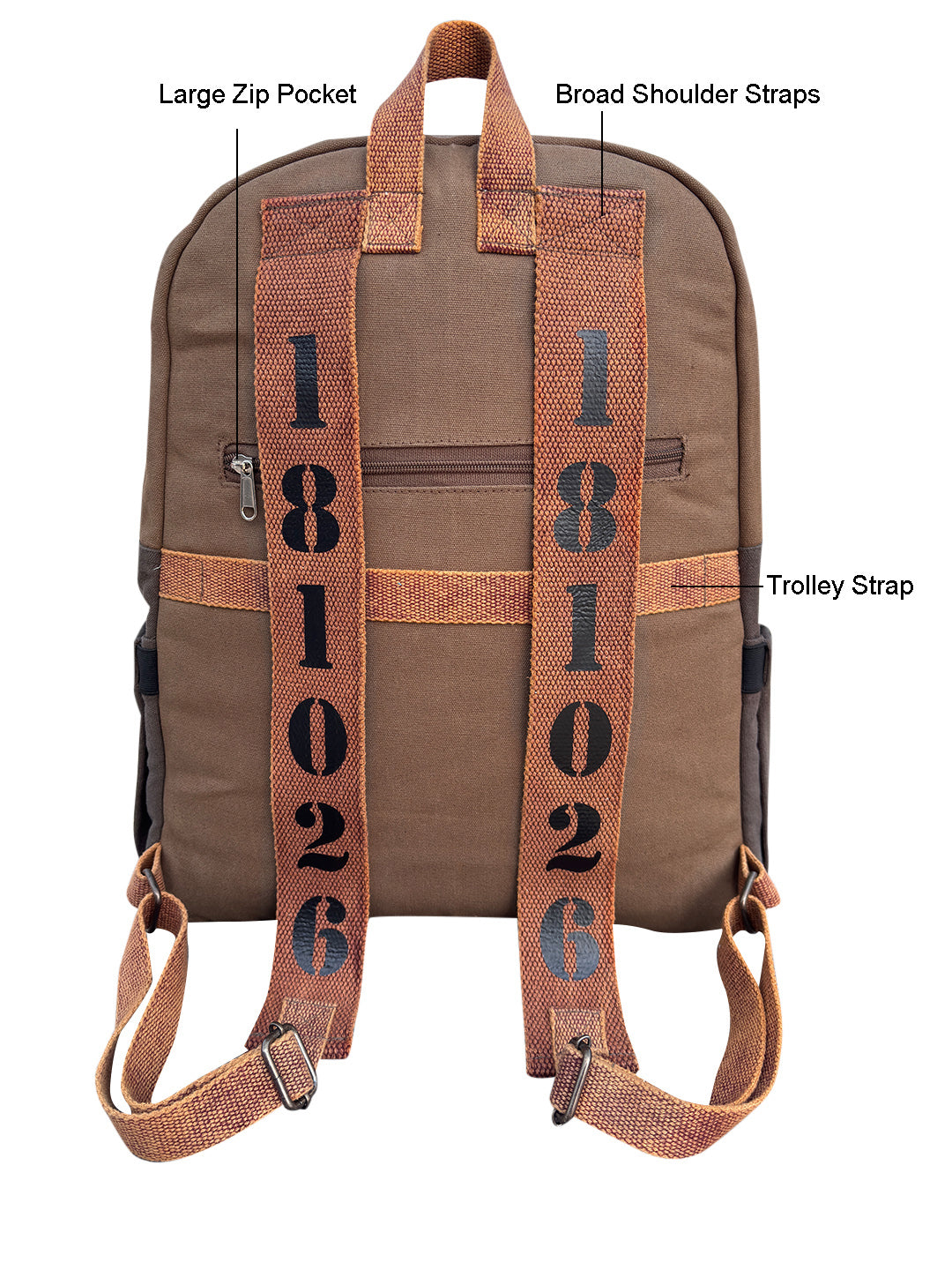 Canvas Laptop Backpack for Men & Women 18 Liters | Casual Bag with Heavy Canvas Lining/Trolley Strap & Laptop Compartment | Suitable for College & Travel (Khaki Brown)