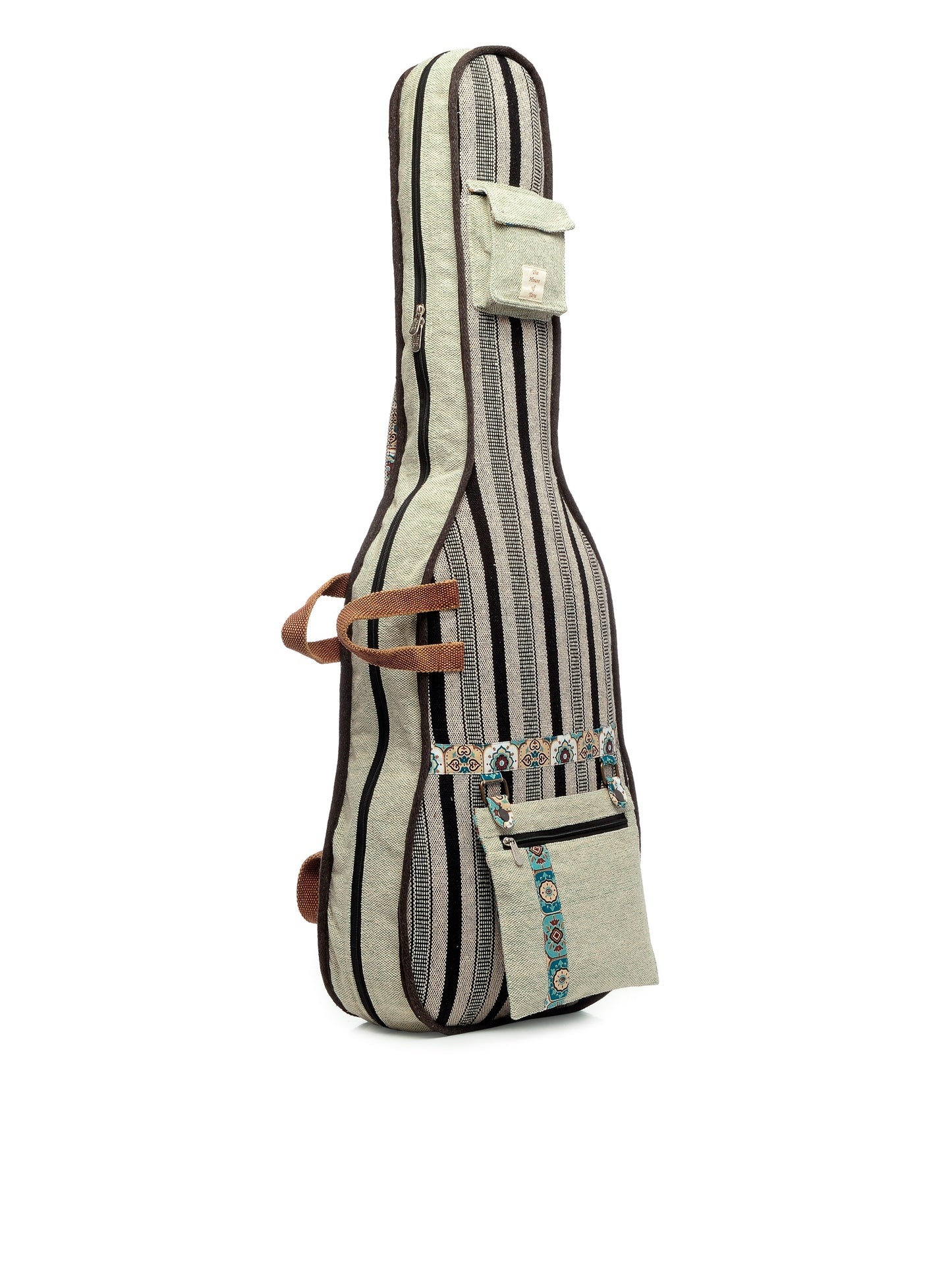 Ethnic Handloom Fabric Acoustic Guitar Bag Cover for Men and Women | Modern Guitar Case | Inner Lining | Adjustable Straps | Padded Protection | Zip Pockets |