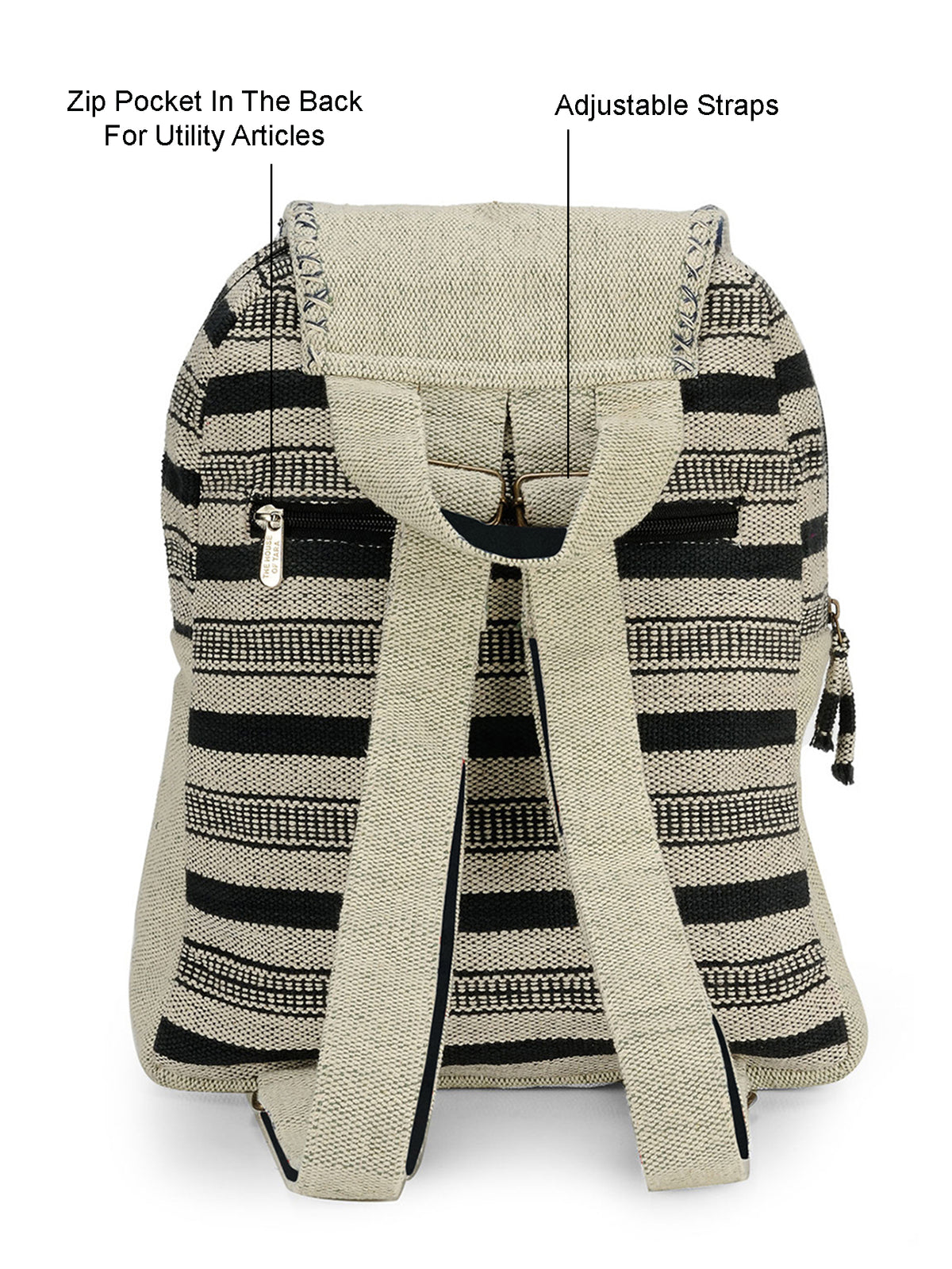 Handloom Fabric Backpack for Women 10 Litres | Multicolour Casual Cloth Bag with  Inner lining | Stylish Bag suitable for College, Travel & Beach
