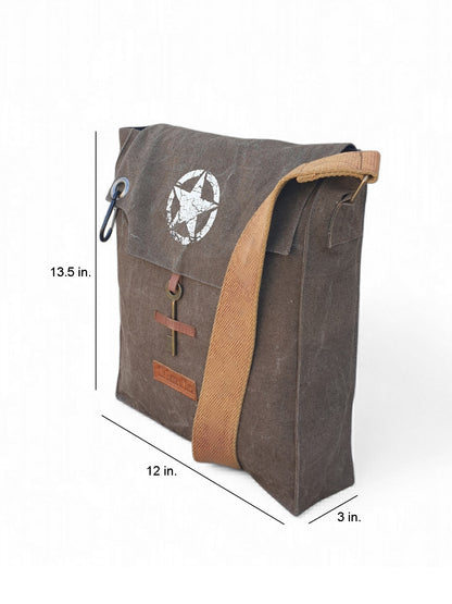 Sturdy Cotton Canvas Messenger Bags for Men and Women | With two Magnetic Snap Buttons Flap Closure, Adjustable Body Strap & Multiutility Lobster Hook