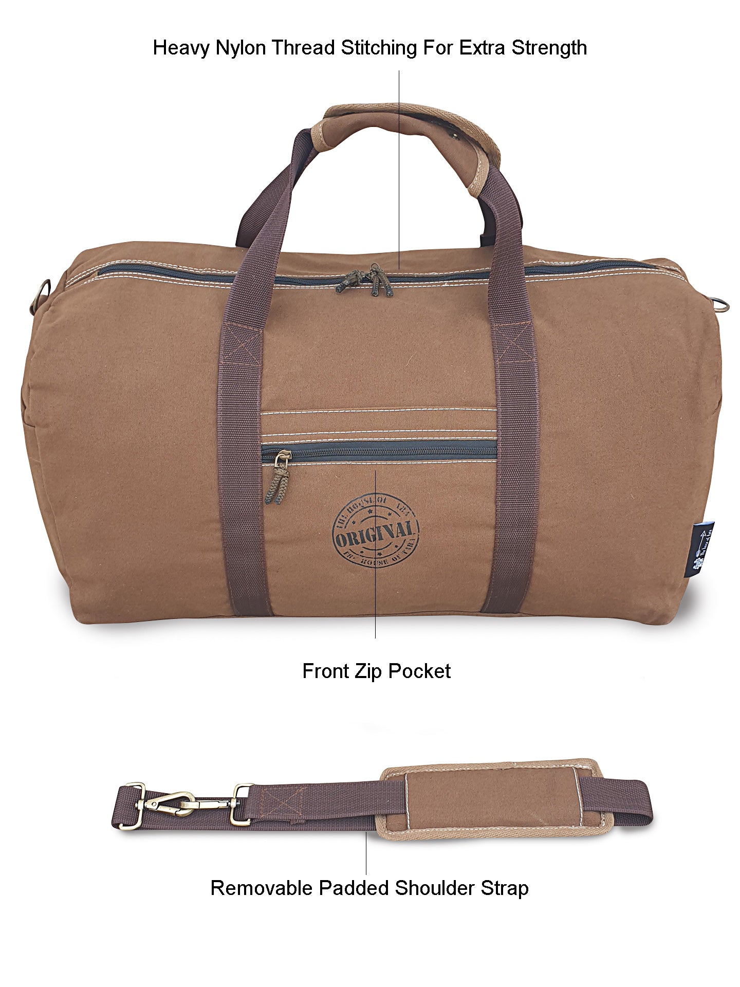 Canvas Travel Duffle Bag | 53 litres | Sports Duffel | Gym Bags | for Men and Women | 100% Cotton Lining | Detachable Broad Strap | Airline Carry-On Luggage | Oversize |
