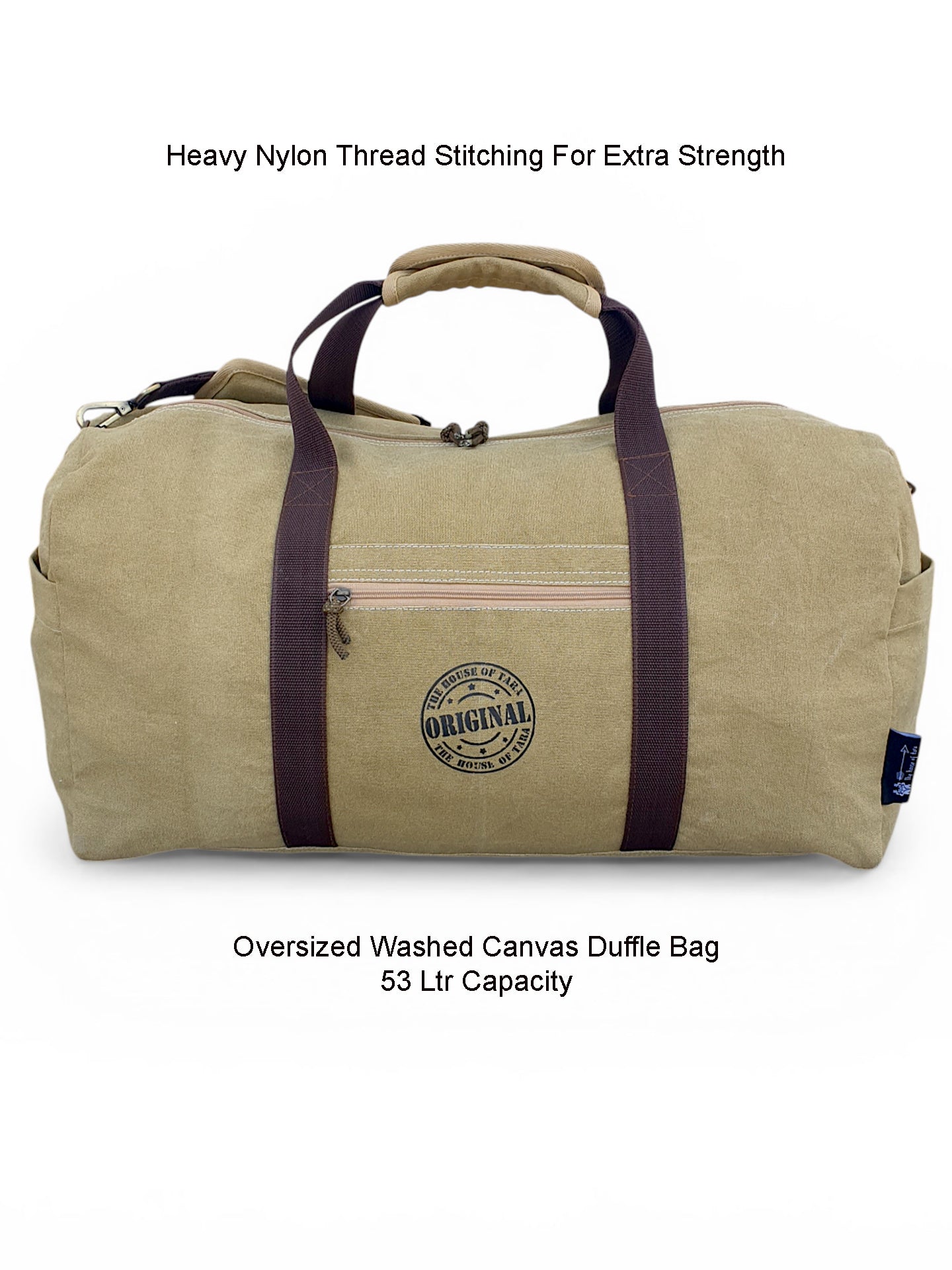 Canvas Travel Duffle Bag | 53 litres | Sports Duffel | Gym Bags | for Men and Women | 100% Cotton Lining | Detachable Broad Strap | Airline Carry-On Luggage | Oversize |