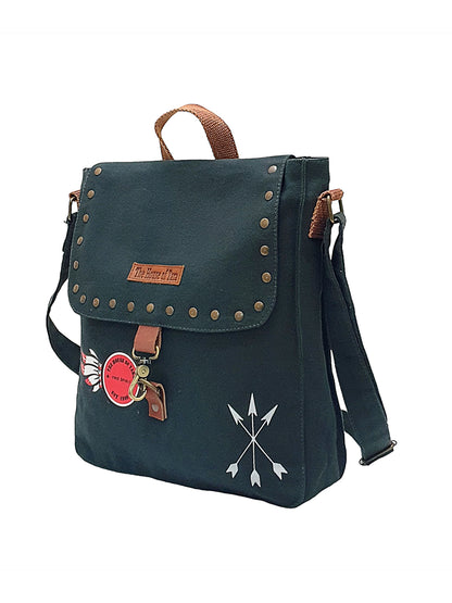 Canvas Crossbody Messenger Bag for Men & Women | Side Bag Fits Mobile & Tablets | Ideal For Office & Travel | Beige Embellished Cotton Compact Messenger Business Bag for ladies