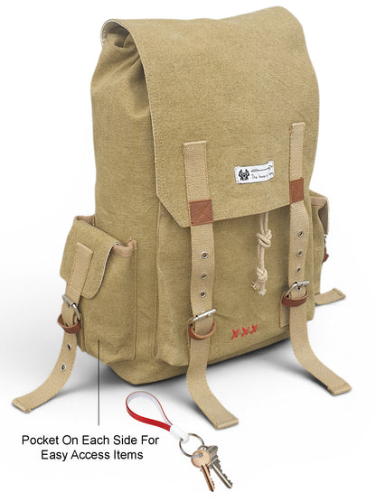 Canvas Backpack for Men and Women 23L | Casual Cotton Bag With  Inner Lining, 4 External & 3 Internal Pockets | Backpacks Suitable for College, Travel & Hiking