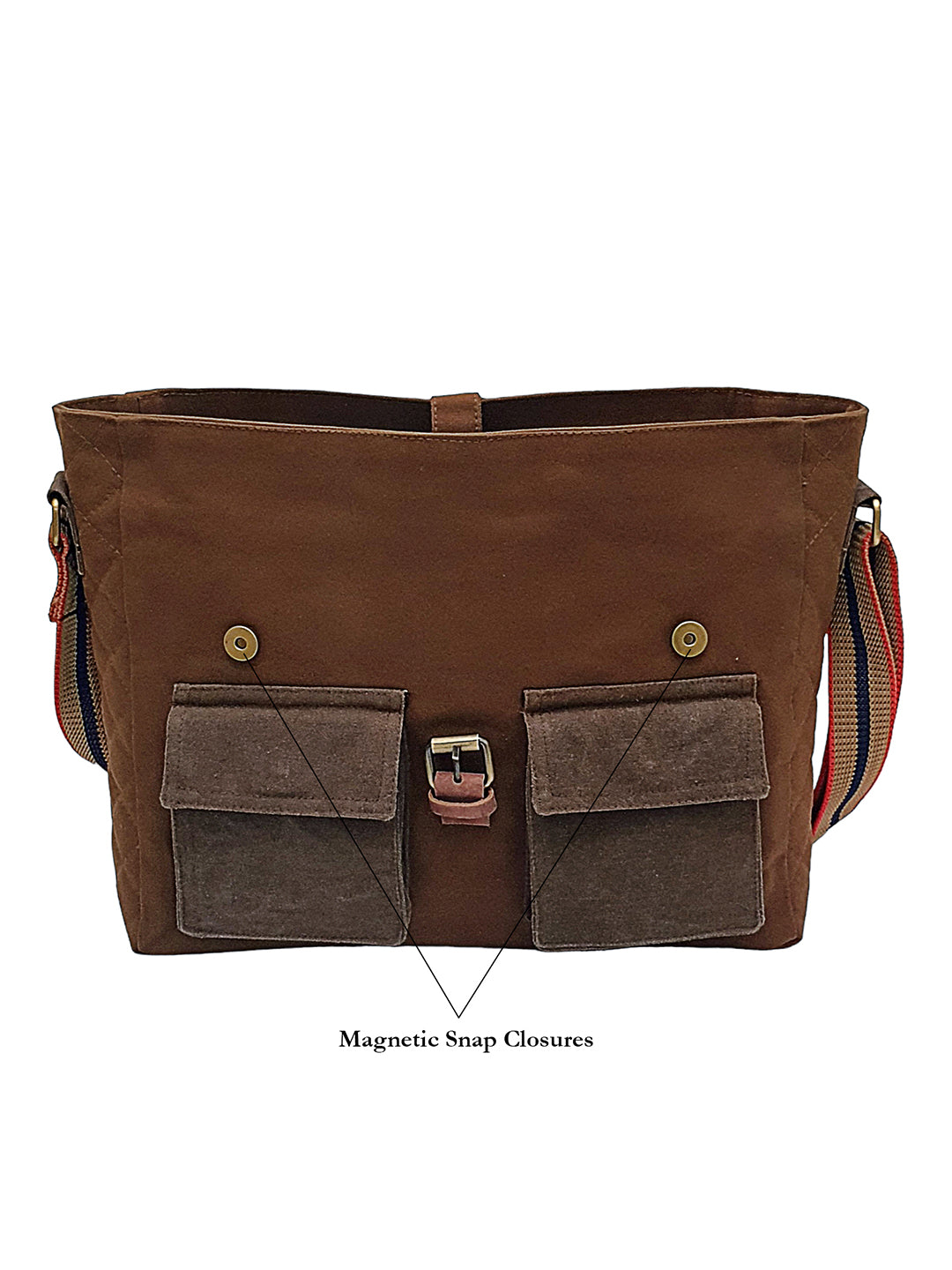 Canvas Messenger Sling Bag For Men & Women | Side Cross Body bag with Leather Strap on Flap Closure, Adjustable Shoulder Strap & 2 External Pockets | Suitable for Office