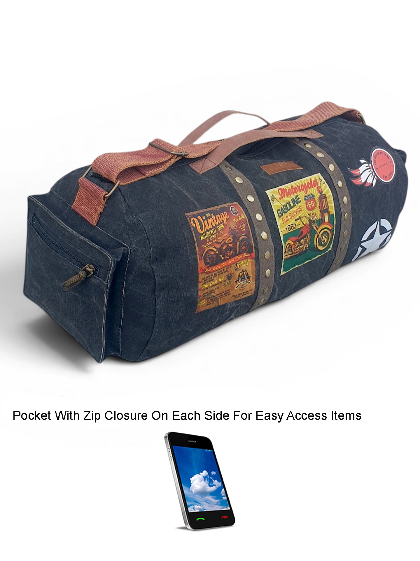 Canvas Travel Duffle Bag 25 litres | Sports Duffel | for Men and Women | Adjustable Broad Strap | Gym Bag | Airline Carry On Luggage | Quick Access Pockets |