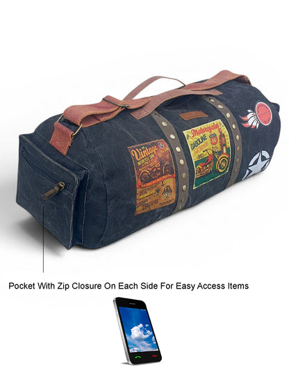 Canvas Travel Duffle Bag 25 litres | Sports Duffel | for Men and Women | Adjustable Broad Strap | Gym Bag | Airline Carry On Luggage | Quick Access Pockets |
