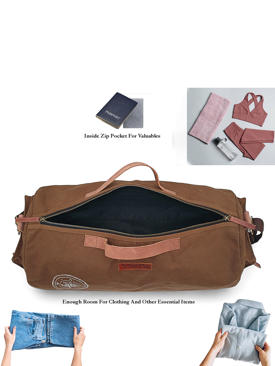 Canvas Travel Duffle Bag 25 litres | Sports Duffel | for Men and Women | Adjustable Removable Strap | Gym Bag | Luggage Garment Bag | Quick Access Pockets |
