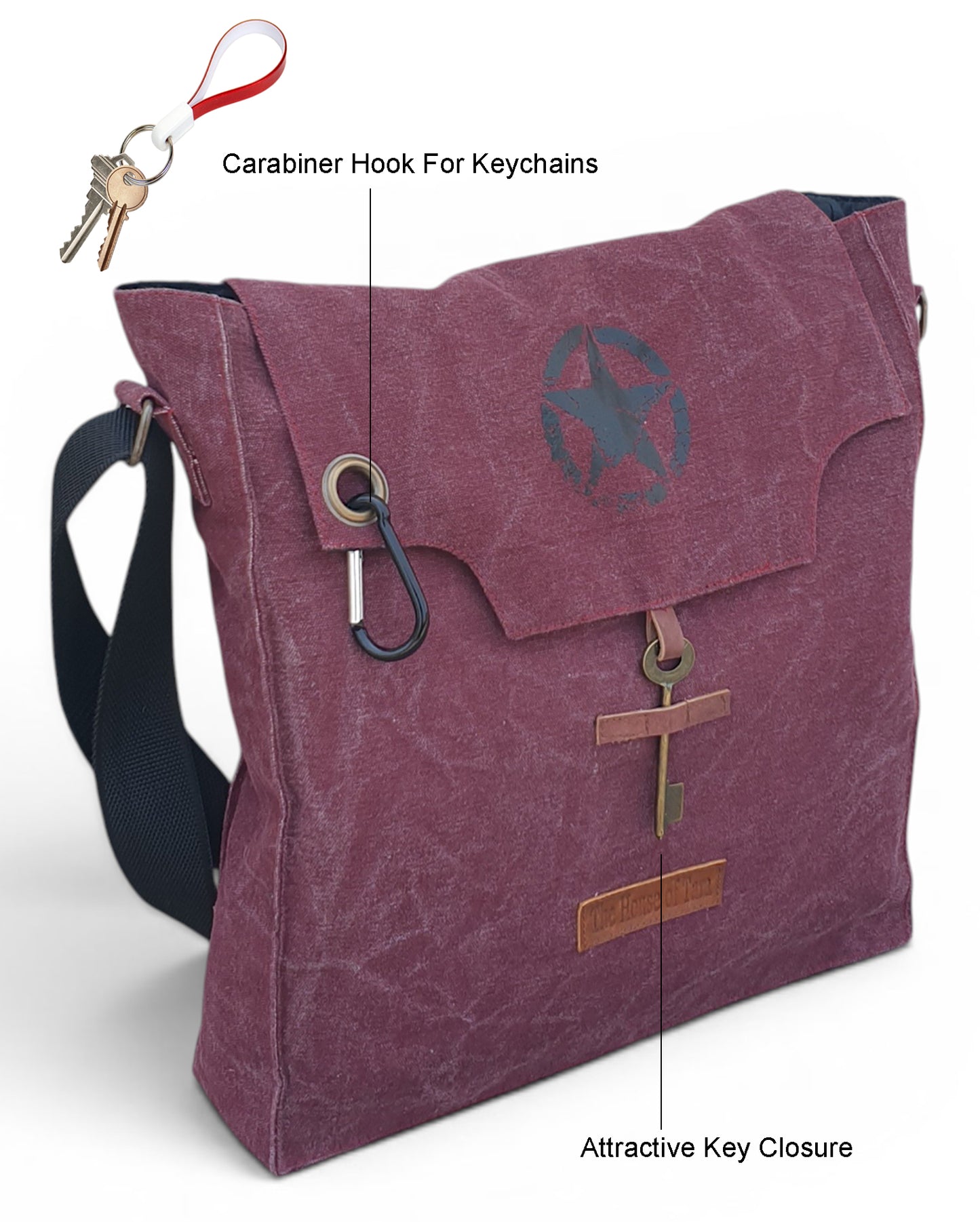 Sturdy Cotton Canvas Messenger Bags for Men and Women | With two Magnetic Snap Buttons Flap Closure, Adjustable Body Strap & Multiutility Lobster Hook