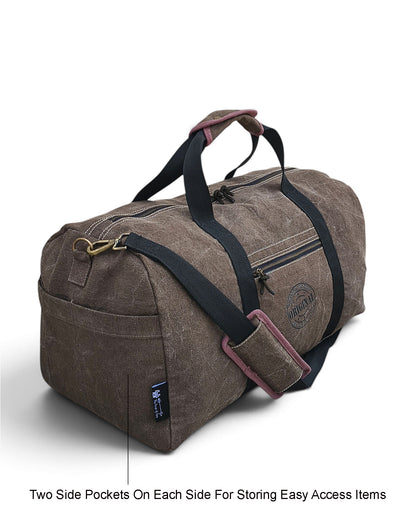 The House of Tara Distressed Finish Heavy Cotton Canvas Oversize Duffle Bag | 53 litres | Sports Duffel | Travel Bags | For Men and Women | Detachable Broad Strap | Airline Carry-On Luggage