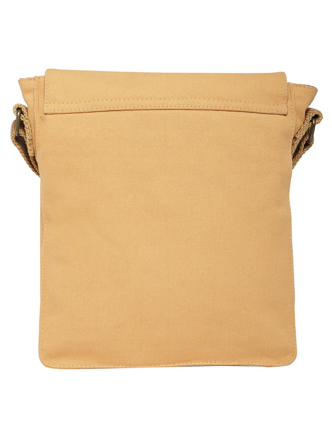 Canvas Side Sling Bag For Men & Women | Compact Messenger bag with Leather Strap on flap closure, Adjustable Shoulder Strap & Snap buttons | Casual bag for Office & Travel
