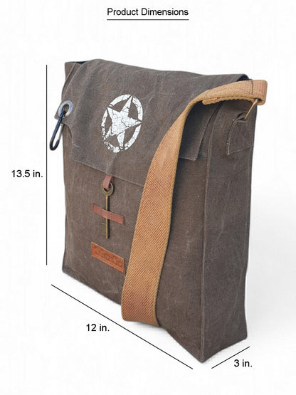 Sturdy Cotton Canvas Messenger Bags for Men and Women | With two Magnetic Snap Buttons Flap Closure, Adjustable Body Strap & Multiutility Lobster Hook