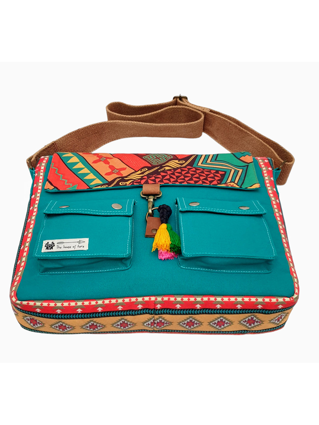 Messenger Bags for Women | Teal Laptop Messenger Bag made with Canvas | Fits up to 15.6 Inches Laptop/MacBook | Ladies Crossbody Sling Bag Comes with 2 External Pockets