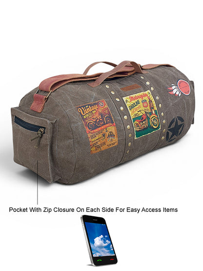Canvas Travel Duffle Bag 25 litres | Sports Duffel | for Men and Women | Adjustable Broad Strap | Gym Bag | Airline Carry On Luggage | Quick Access Pockets |