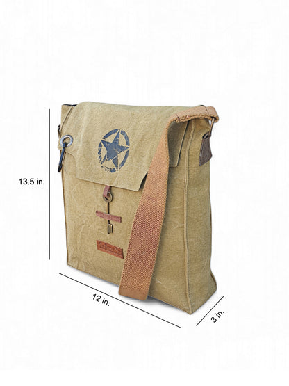 Sturdy Cotton Canvas Messenger Bags for Men and Women | With two Magnetic Snap Buttons Flap Closure, Adjustable Body Strap & Multiutility Lobster Hook