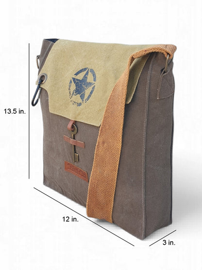 Sturdy Cotton Canvas Messenger Bags for Men and Women | With two Magnetic Snap Buttons Flap Closure, Adjustable Body Strap & Multiutility Lobster Hook