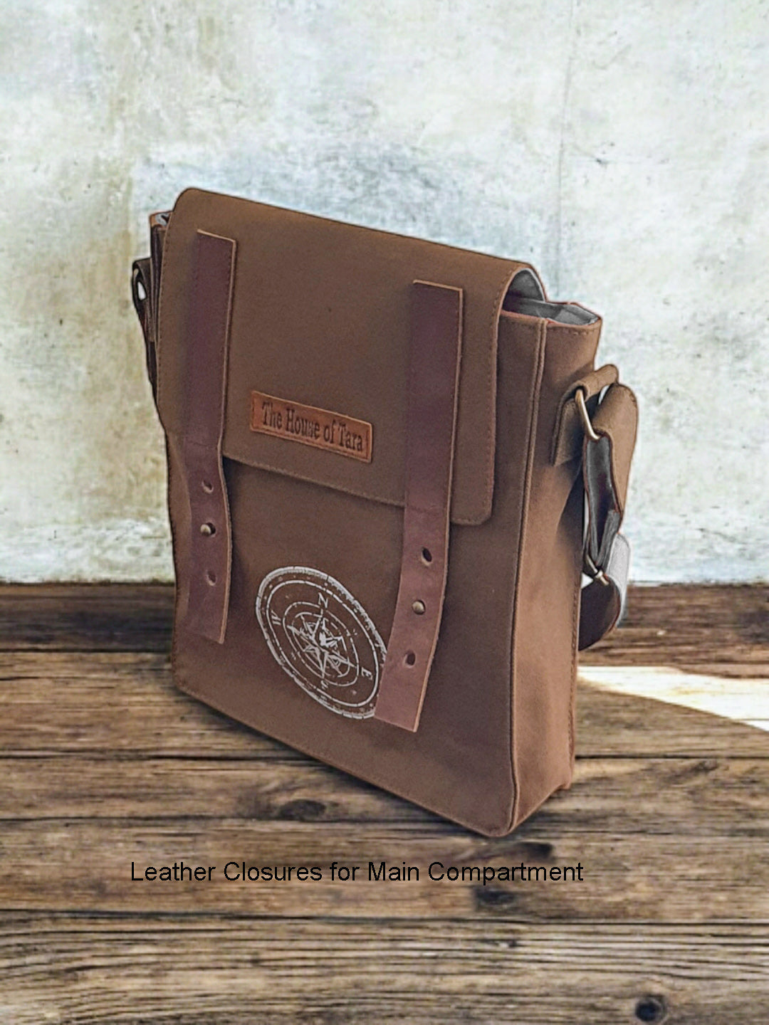 Canvas Side Sling Bag For Men & Women | Compact Messenger bag with Leather Strap on Flap Closure, Adjustable Shoulder Strap & Metal Buckle | Crossbody bag Suitable for Office