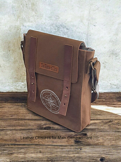 Canvas Side Sling Bag For Men & Women | Compact Messenger bag with Leather Strap on Flap Closure, Adjustable Shoulder Strap & Metal Buckle | Crossbody bag Suitable for Office