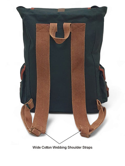 Canvas Backpack for Men & Women 19 Liters |  Cloth Bag with Broad Adjustable Straps & 3 External Pockets | Spacious Casual Backpacks for College & Travel (Blue)
