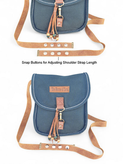 Canvas Purse for Women | Casual Crossbody Sling Bag with Adjustable Straps, Zipped Pocket & Lobster Hook Buckle Closure | Suitable for College & Travel (Blue)