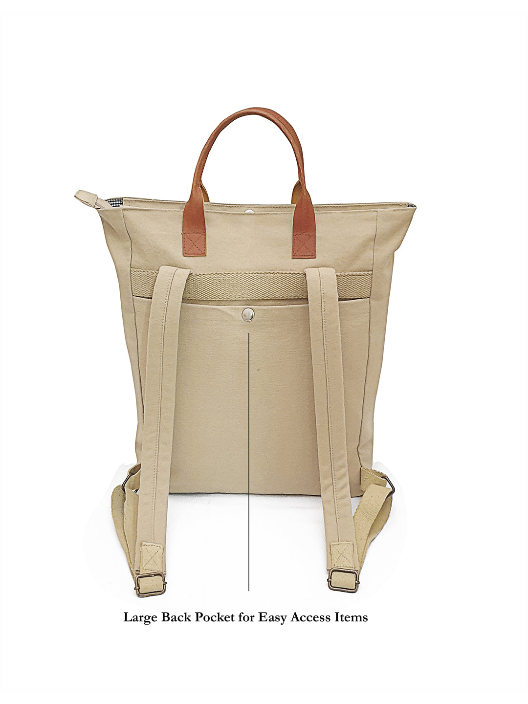 Convertible Canvas Backpack for Men and Women 15 L | Casual Bag With Laptop Compartment (Upto 14 Inch), Inside Patch Pockets & Grab Handle | Suitable for Office & College
