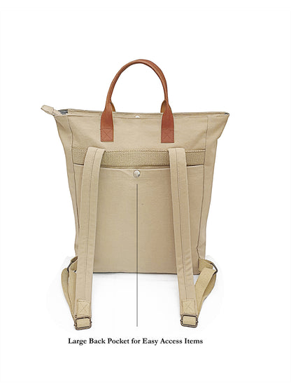 Convertible Canvas Backpack for Men and Women 15 L | Casual Bag With Laptop Compartment (Upto 14 Inch), Inside Patch Pockets & Grab Handle | Suitable for Office & College