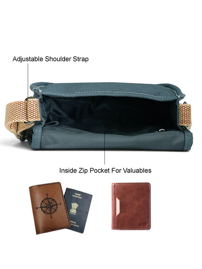 Canvas Purse for Women | Casual Crossbody Sling Bag with Boho Printed Flap, Adjustable Straps, Zipped Pocket & Inner Lining | Suitable for College & Travel