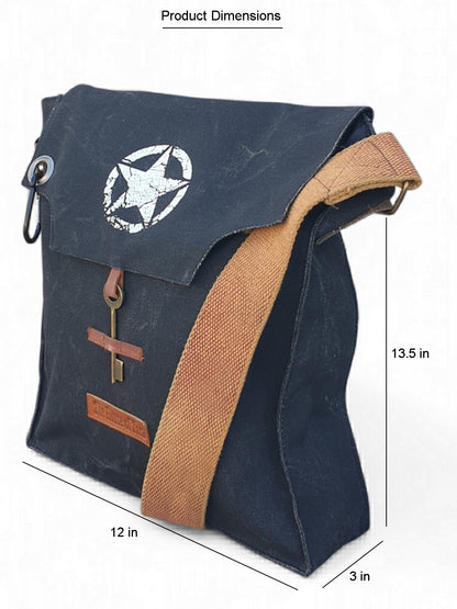 Sturdy Cotton Canvas Messenger Bags for Men and Women | With two Magnetic Snap Buttons Flap Closure, Adjustable Body Strap & Multiutility Lobster Hook
