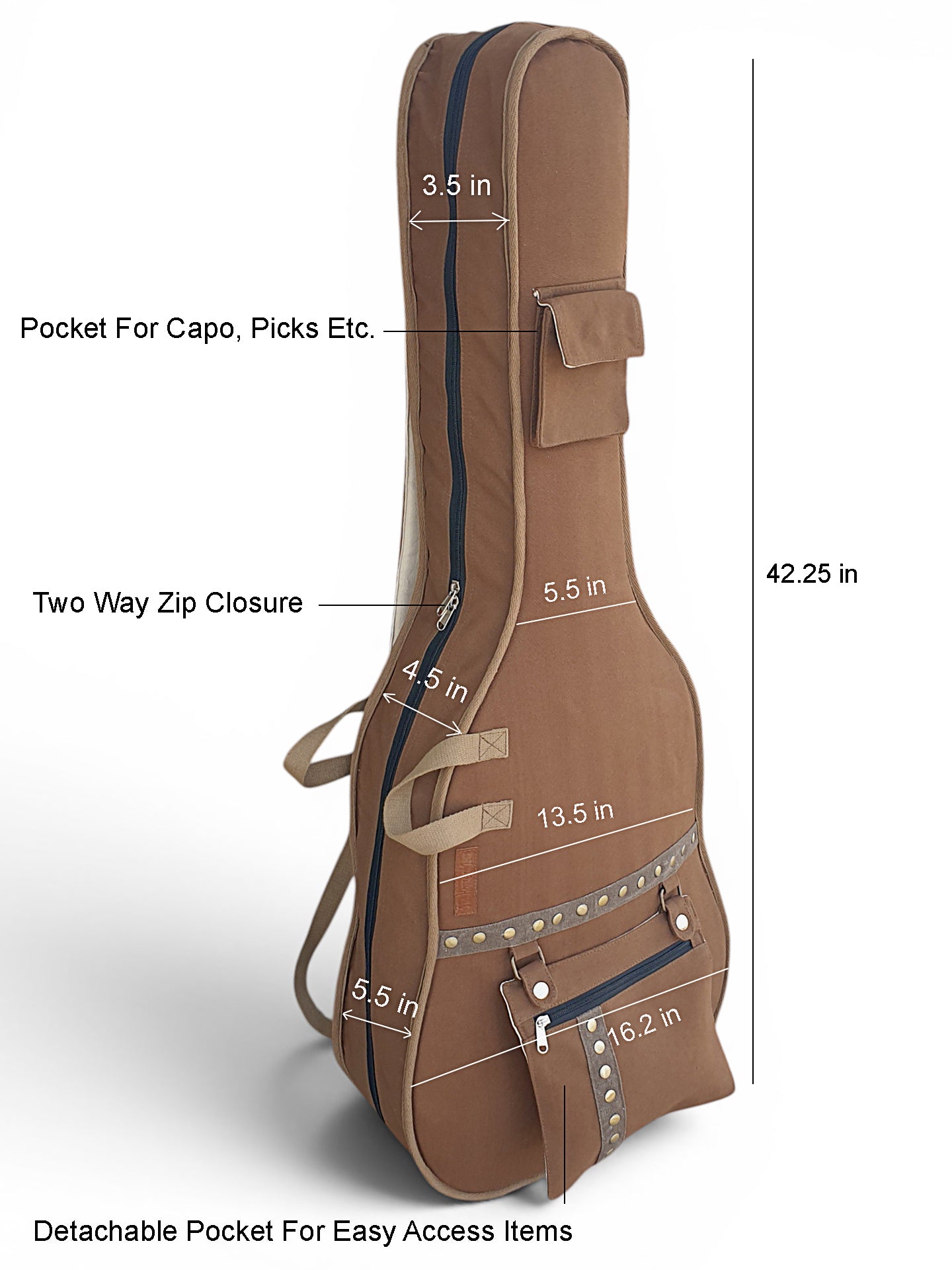 Cotton Canvas Fabric Acoustic Guitar Bag Cover for Men and Women | Modern Guitar Case | 100% Cotton Inner Lining | Adjustable Straps | Padded Protection | Zip Pocket |