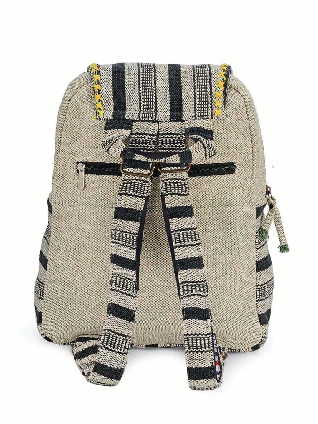 Handloom Fabric Backpack for Women 10 Litres | Multicolour Casual Cloth Bag with  Inner lining | Stylish Bag suitable for College, Travel & Beach
