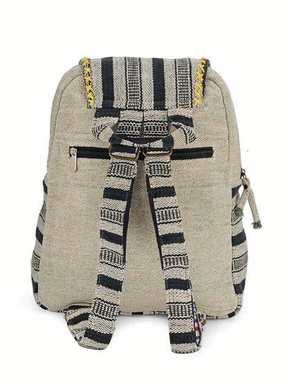 Handloom Fabric Backpack for Women 10 Litres | Multicolour Casual Cloth Bag with  Inner lining | Stylish Bag suitable for College, Travel & Beach