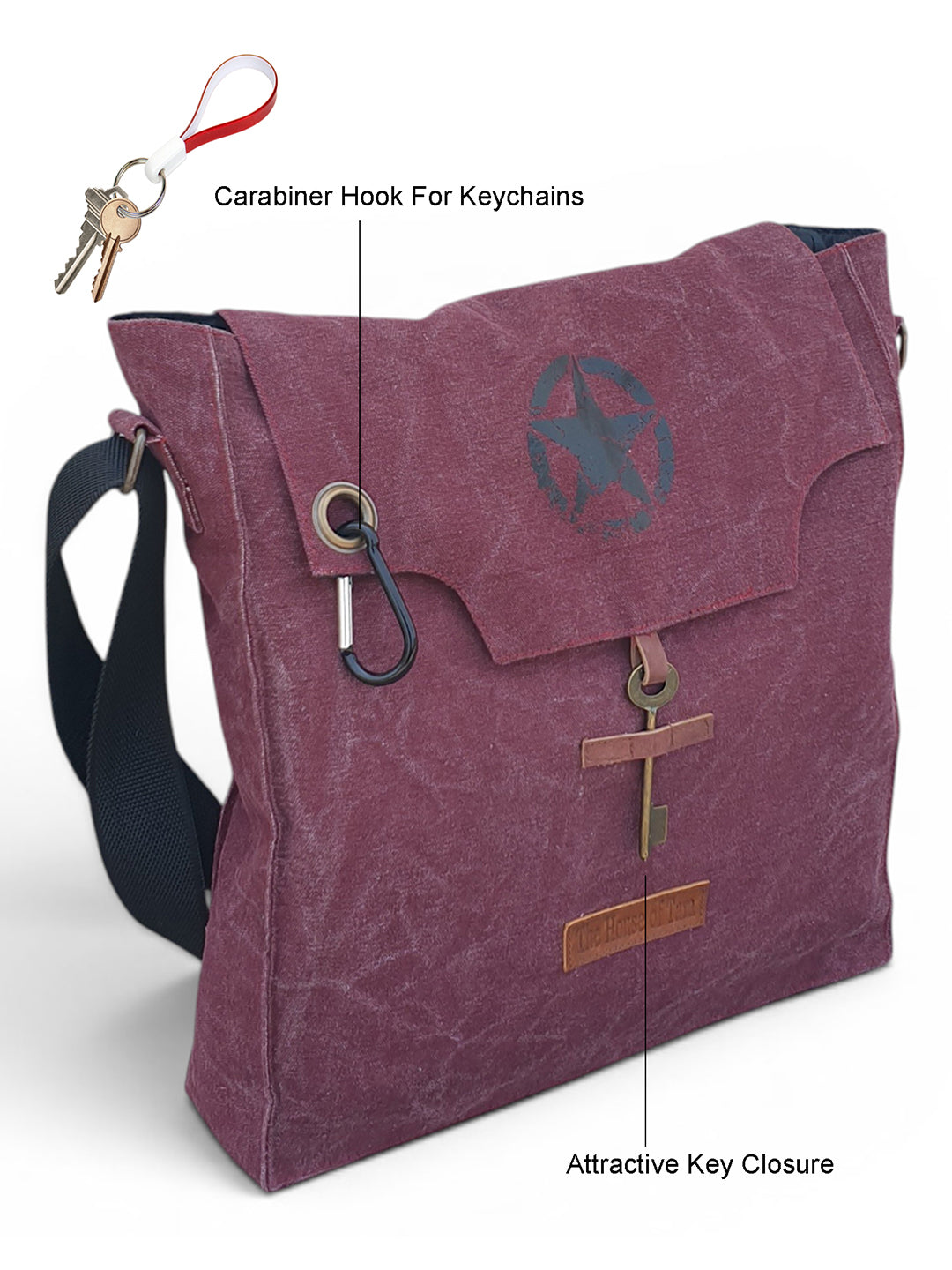 Sturdy Cotton Canvas Messenger Bags for Men and Women | With two Magnetic Snap Buttons Flap Closure, Adjustable Body Strap & Multiutility Lobster Hook