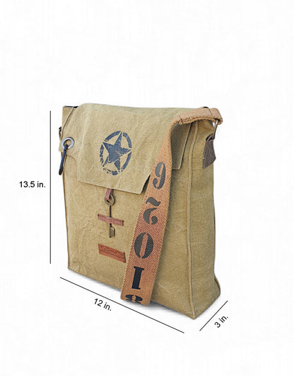 Sturdy Cotton Canvas Messenger Bags for Men and Women | With two Magnetic Snap Buttons Flap Closure, Adjustable Body Strap & Multiutility Lobster Hook