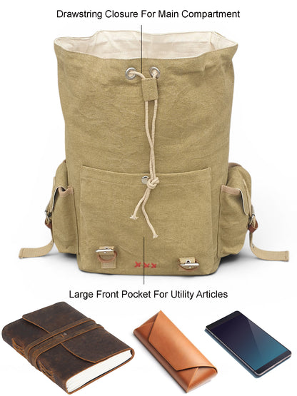 Canvas Backpack for Men and Women 23L | Casual Cotton Bag With  Inner Lining, 4 External & 3 Internal Pockets | Backpacks Suitable for College, Travel & Hiking