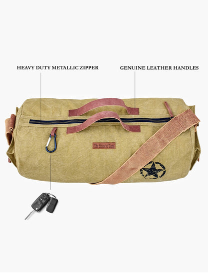 Canvas Travel Duffle Bag | 25 litres | Sports Duffel | Gym Bags | for Men and Women | Adjustable Broad Strap | Airline Carry-On Luggage | Quick Access Pockets |