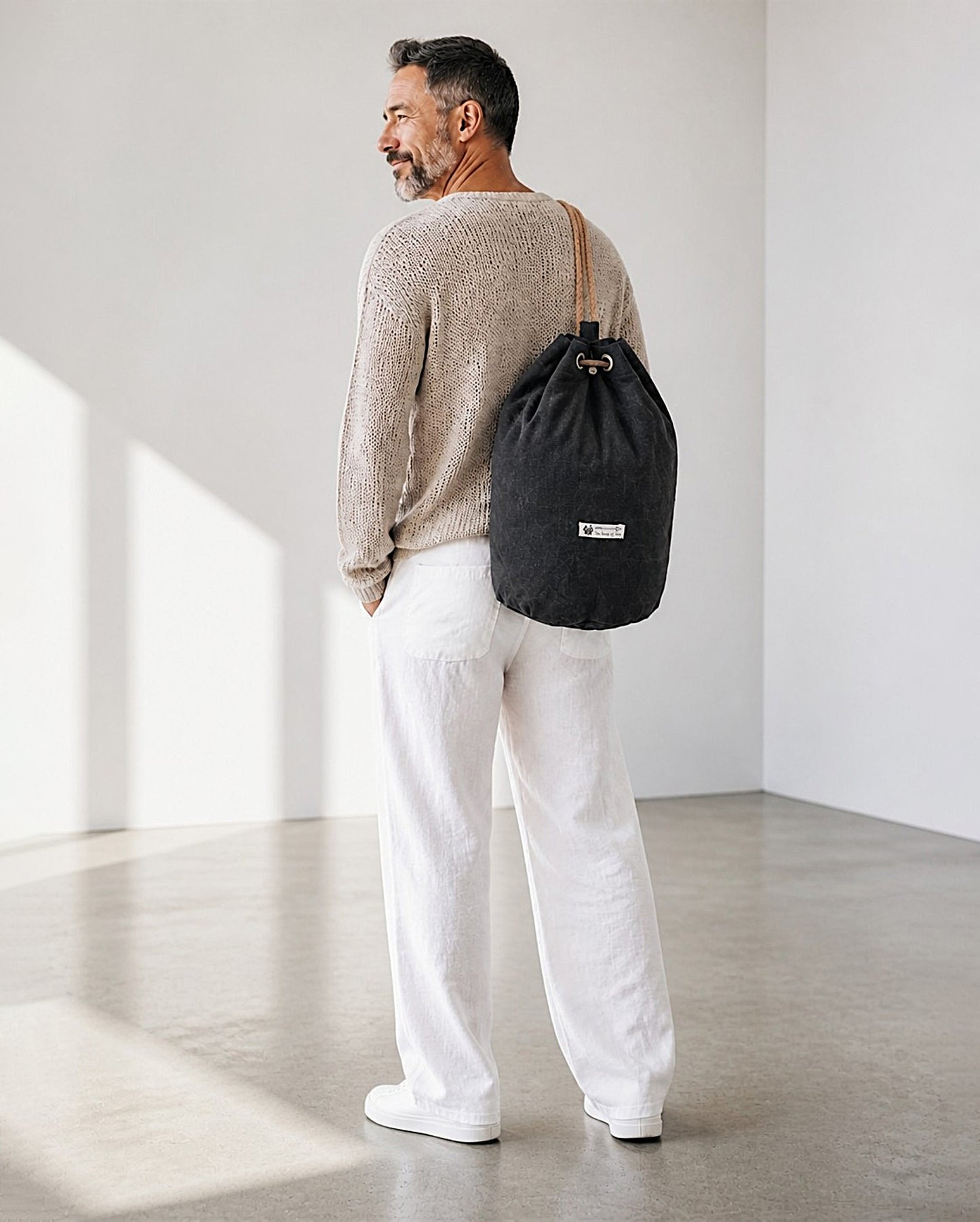 Distressed Canvas Backpack/Rucksack for Men & Women 20 Litres | Casual Cotton Bag with Spacious Compartment & Drawstring Strap | Stylish Bag suitable for College, Hiking & Everyday Essentials