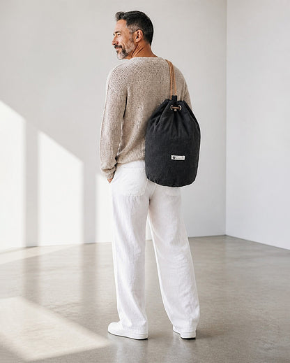 Distressed Canvas Backpack/Rucksack for Men & Women 20 Litres | Casual Cotton Bag with Spacious Compartment & Drawstring Strap | Stylish Bag suitable for College, Hiking & Everyday Essentials
