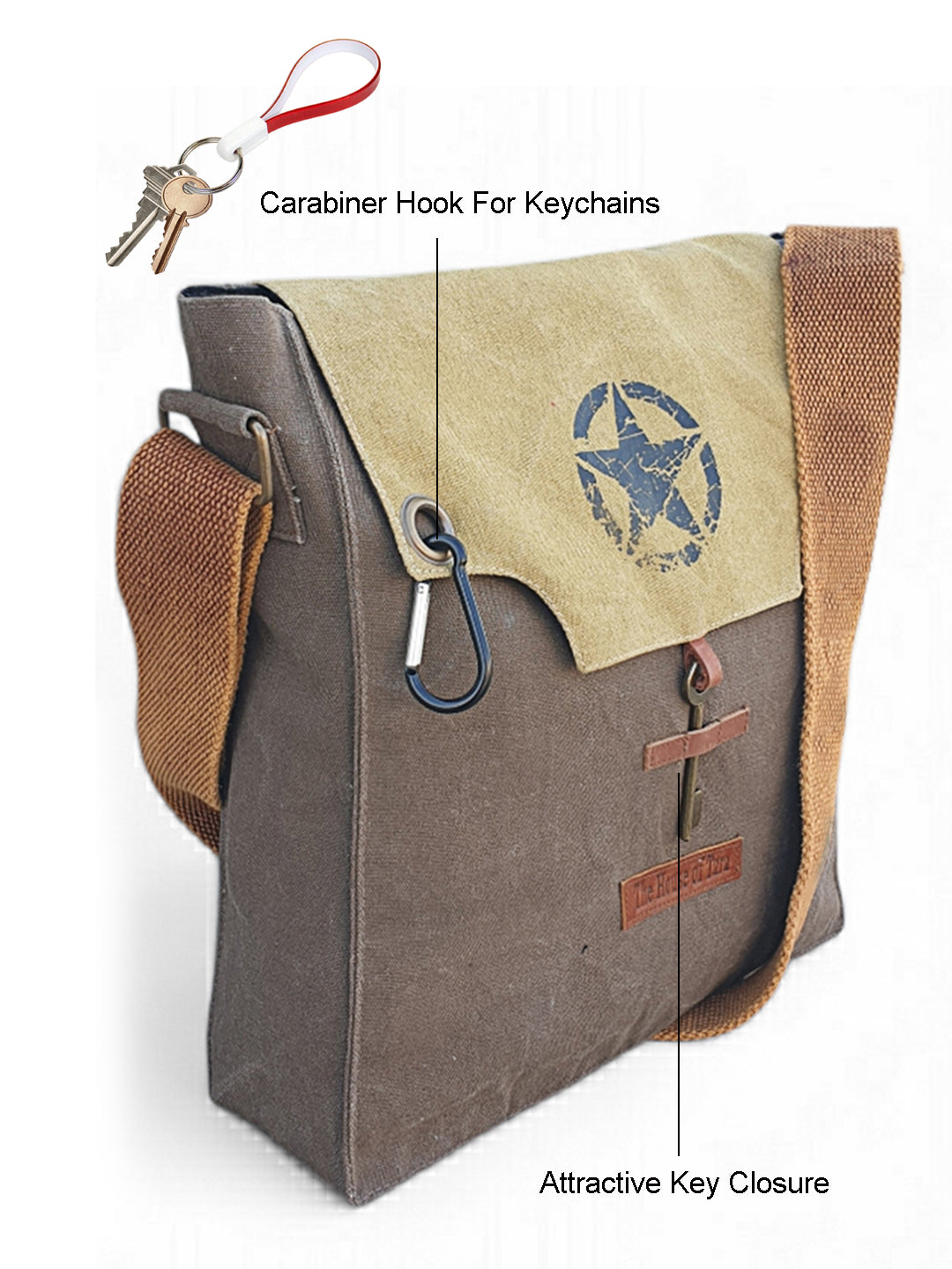 Sturdy Cotton Canvas Messenger Bags for Men and Women | With two Magnetic Snap Buttons Flap Closure, Adjustable Body Strap & Multiutility Lobster Hook
