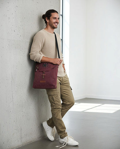 Sturdy Cotton Canvas Messenger Bags for Men and Women | With two Magnetic Snap Buttons Flap Closure, Adjustable Body Strap & Multiutility Lobster Hook