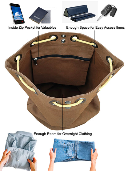 Canvas Backpack for Men & Women 20 Litres | Casual Cotton Bag with Spacious Compartment & Drawstring Strap | Stylish Bag suitable for College, Hiking & Everyday Essentials