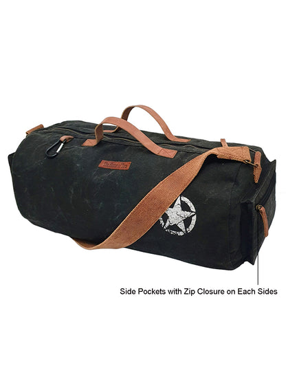 Canvas Travel Duffle Bag | 25 litres | Sports Duffel | Gym Bags | for Men and Women | Adjustable Broad Strap | Airline Carry-On Luggage | Quick Access Pockets |