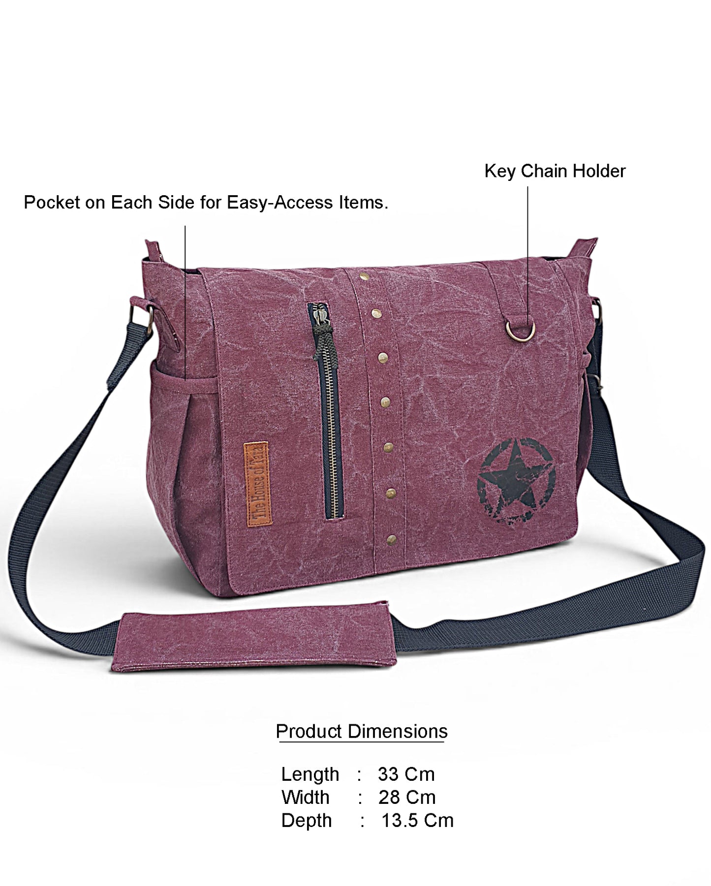 Distress Finish Sturdy Cotton Canvas Messenger Bags for Men and Women | Zip Closure, Adjustable Body Strap I Crossbody Sling | External Zip Pockets