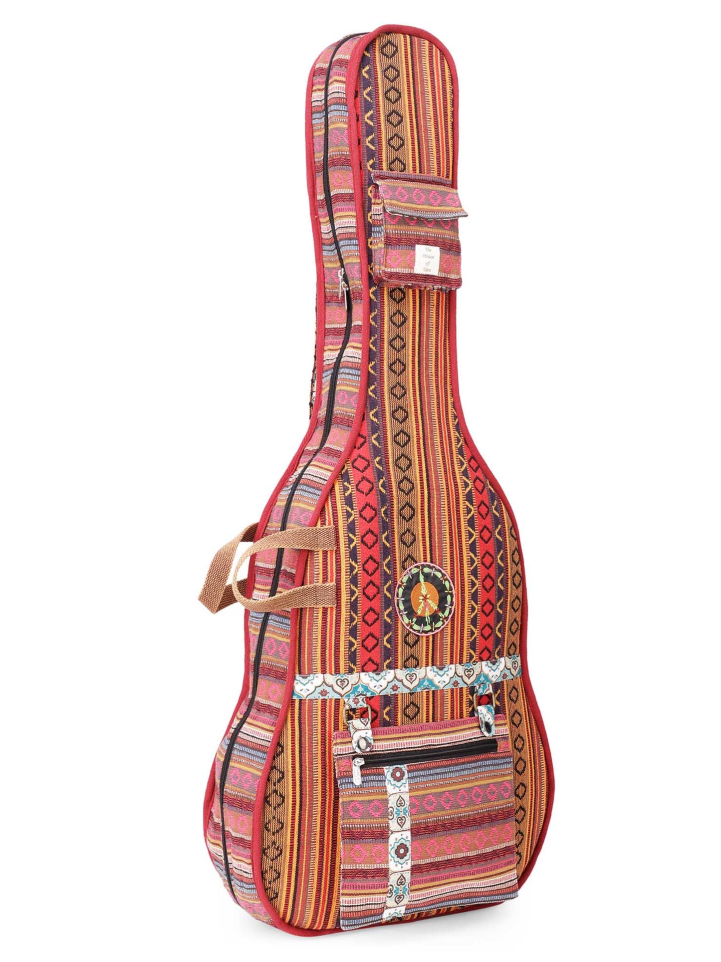 Ethnic Handloom Fabric Acoustic Guitar Bag Cover for Men and Women | Modern Guitar Case |  Inner Lining | Adjustable Straps | Padded Protection | Zip Pocket |