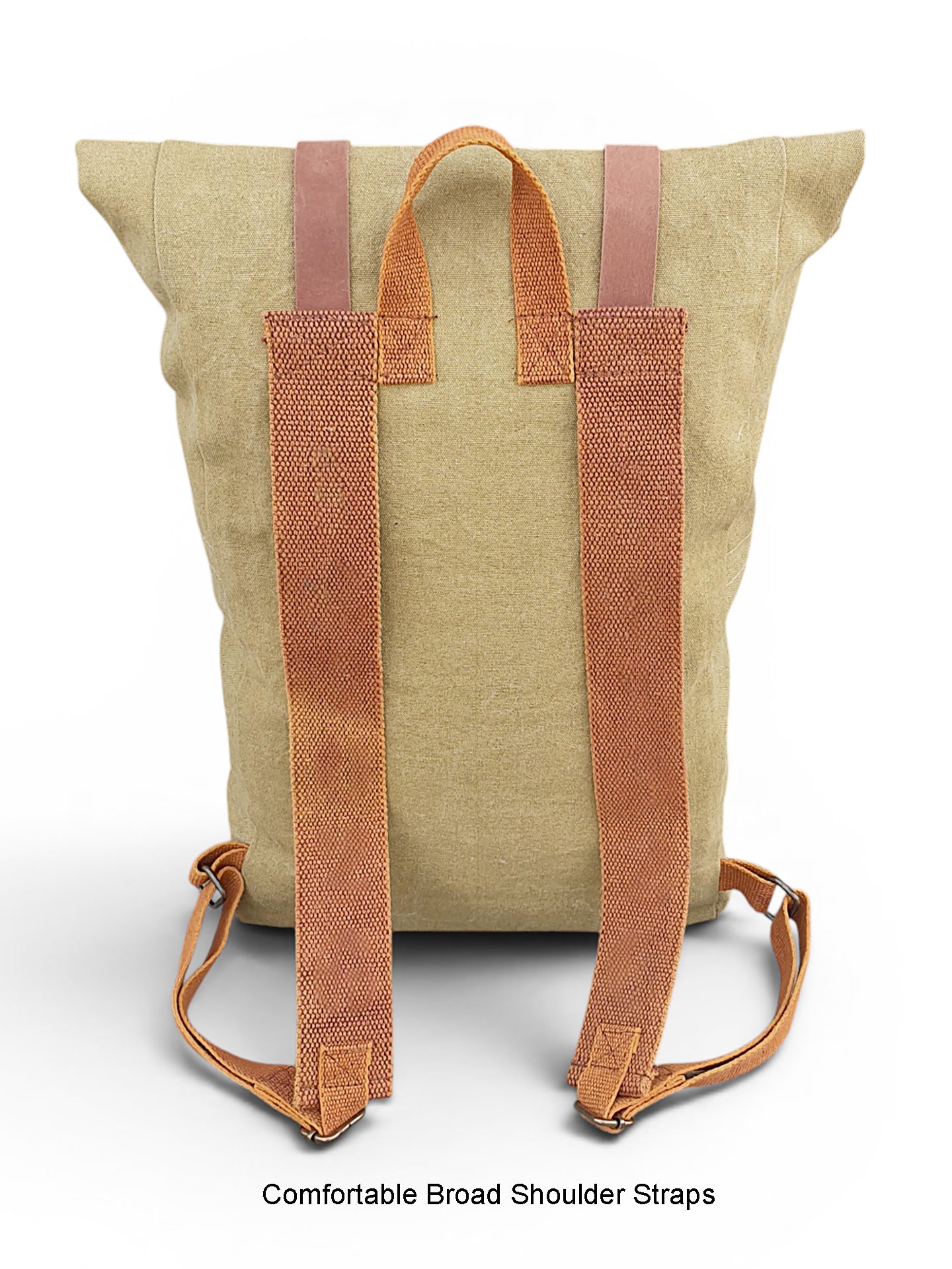 Canvas Backpack for Men and Women 21 Litres |  Cotton Bag with Top Roll Down Design & Leather strap Closure | Casual Backpacks Suitable for College, Travel & Hiking