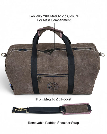 The House of Tara Distressed Finish Heavy Cotton Canvas Oversize Duffle Bag | 53 litres | Sports Duffel | Travel Bags | For Men and Women | Detachable Broad Strap | Airline Carry-On Luggage