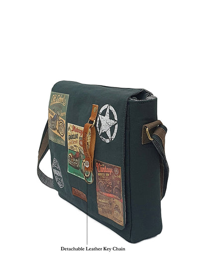 Cotton Canvas Messenger Bag for Men and Women | Printed Crossbody Sling Bag With Laptop Compartment (Upto 15.6 Inch), Broad Adjustable Straps &  Inner Lining