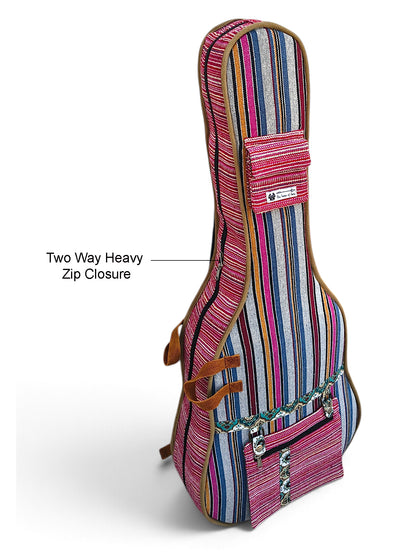 Ethnic Handloom Fabric Acoustic Guitar Bag Cover for Men and Women | Modern Guitar Case | Inner Lining | Adjustable Straps | Padded Protection | Zip Pockets |